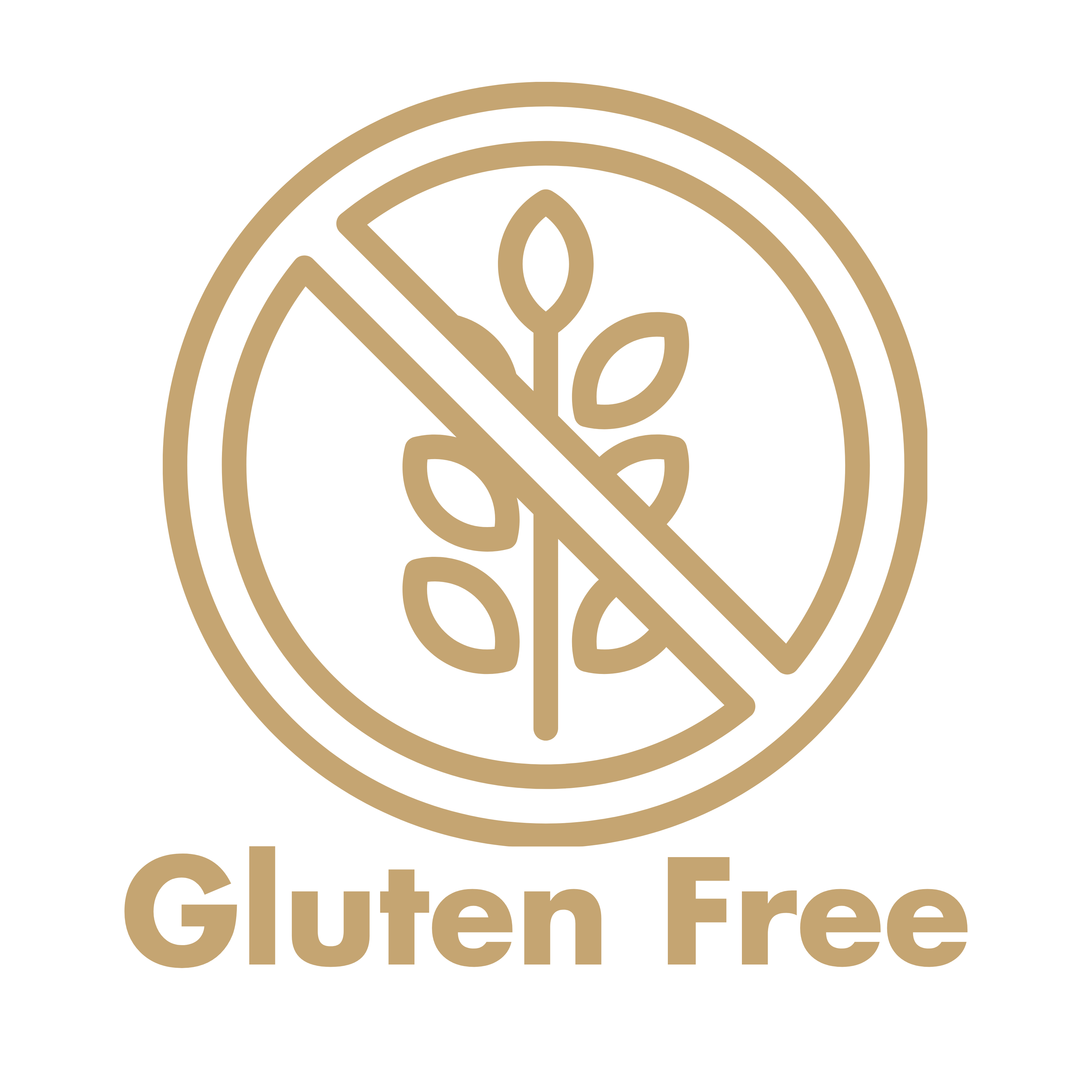 Gold gluten-free symbol on a white background